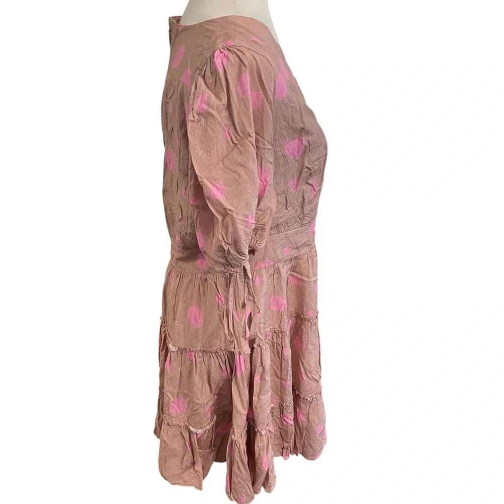 Ted Baker London Stefina Pastel Brown/Pink Polka Dot Tiered Mini Dres